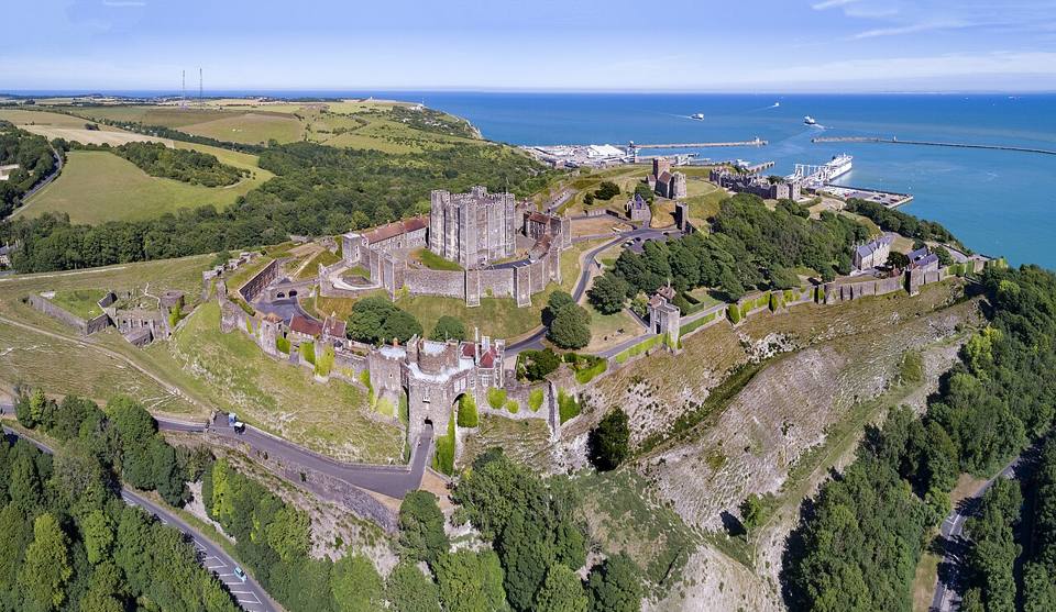 Aerial panorama of Dover Castle, 2017