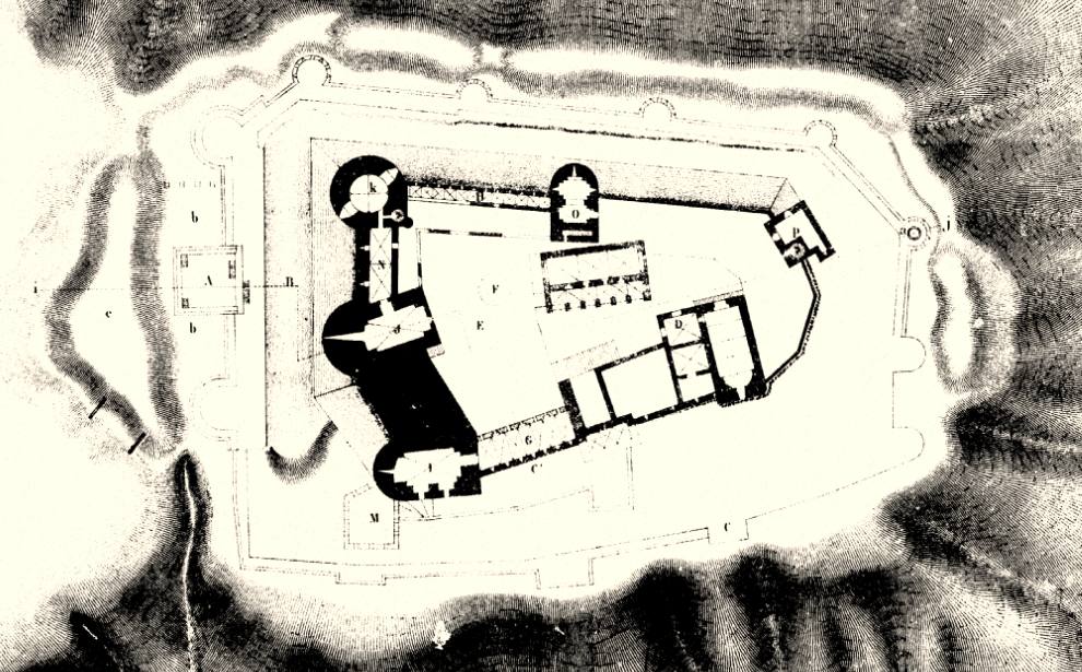 Krak des Chevaliers, plan (after Guillaume Rey, 1871)