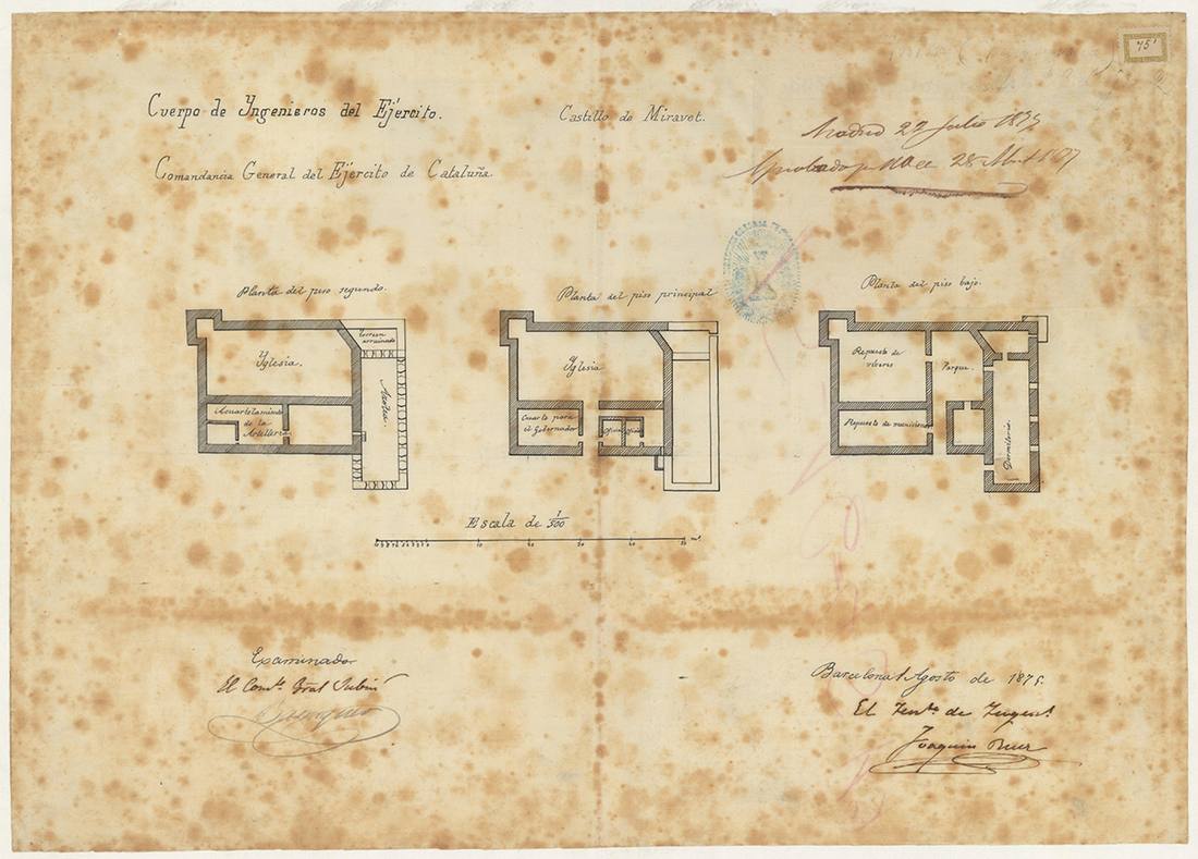 Plànol del castell de Miravet, engineers' survey (1874)