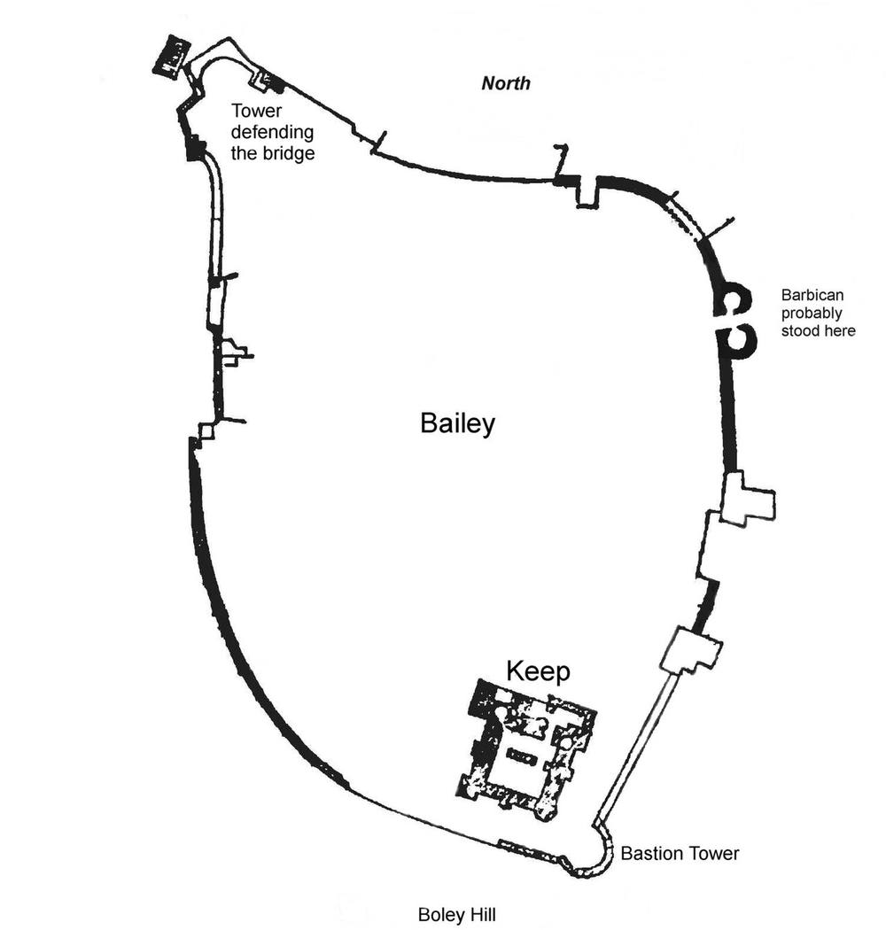 Plan of Rochester Castle and keep (Penny Cyclopaedia, 1836)